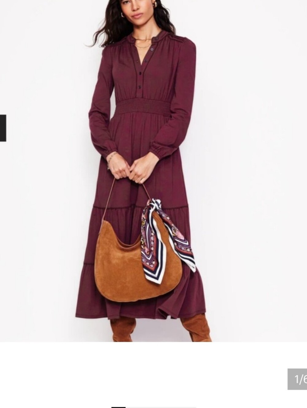 Boden - Plum Shirred Waist Tiered Dress (sold out) 16/18